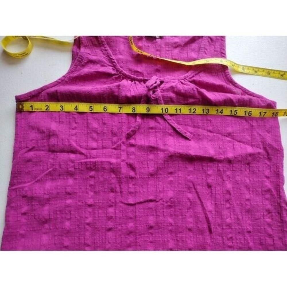 Prana Women's Magenta Textured Tie‎ Neck Sleeveless Tank Top Size Medium - Picture 4 of 5